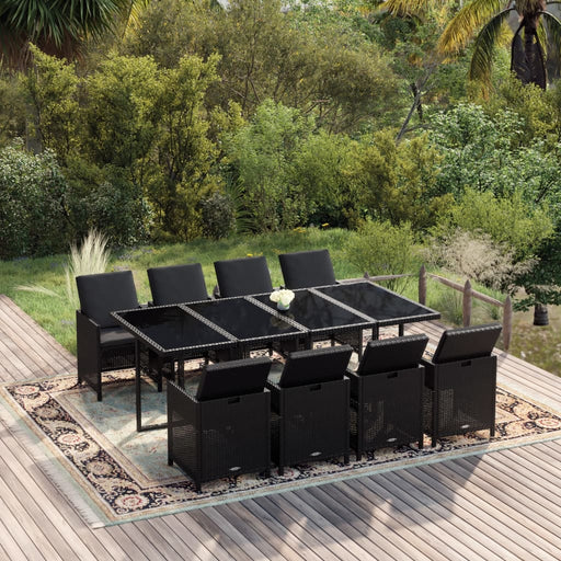 Set mobilier de grădină cu perne, 9 piese, negru, poliratan - WALTI WALTI