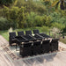Set mobilier de grădină cu perne, 9 piese, negru, poliratan - WALTI WALTI
