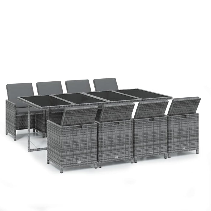 Set mobilier grădină cu perne, 9 piese, gri, poliratan - WALTI WALTI
