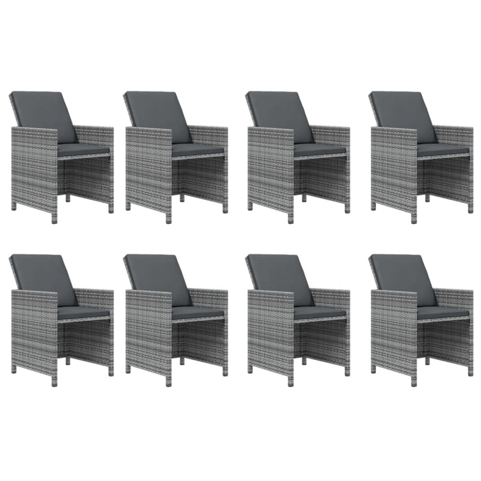 Set mobilier grădină cu perne, 9 piese, gri, poliratan - WALTI WALTI