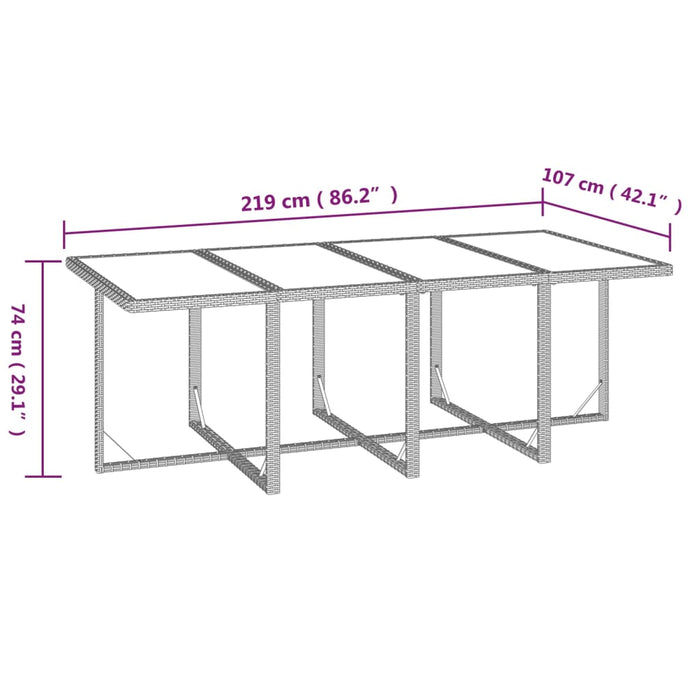 Set mobilier grădină cu perne, 9 piese, gri, poliratan - WALTI WALTI