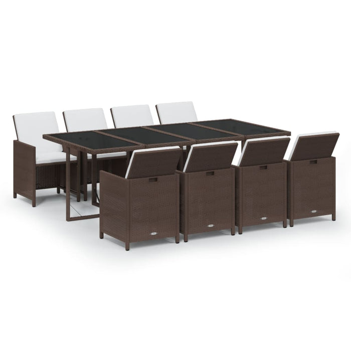 Set mobilier de grădină cu perne, 9 piese, maro, poliratan - WALTI WALTI