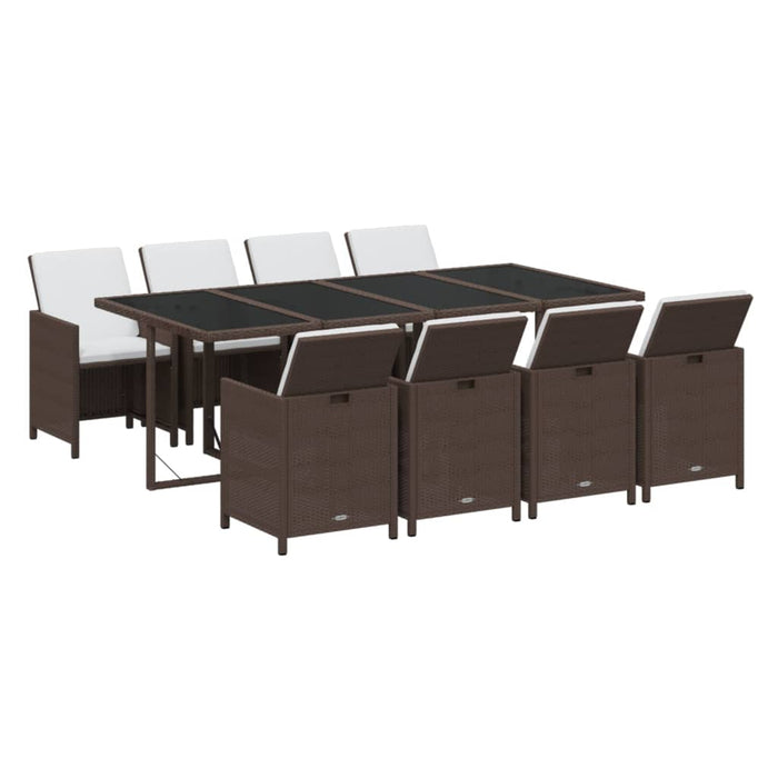 Set mobilier de grădină cu perne, 9 piese, maro, poliratan - WALTI WALTI