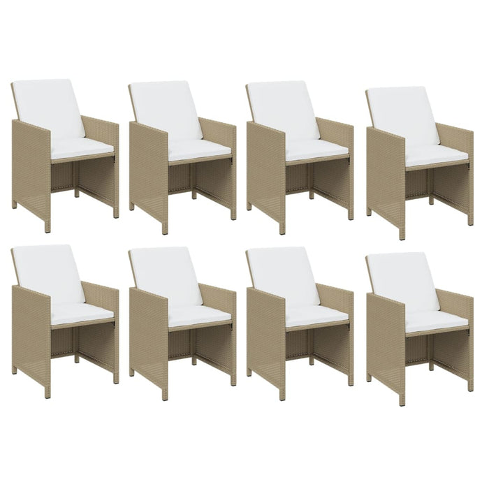 Set mobilier pentru grădină cu perne, 9 piese, bej, poliratan - WALTI WALTI