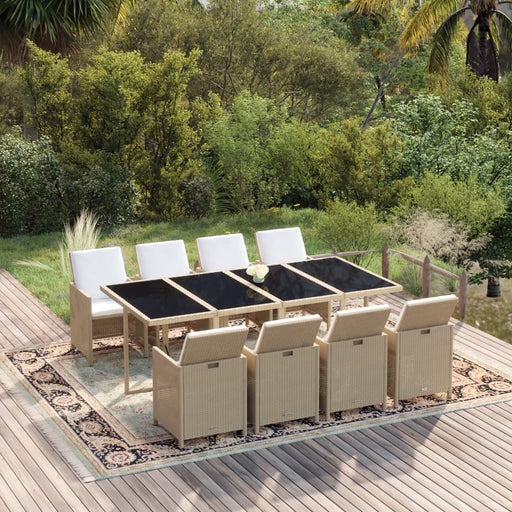 Set mobilier pentru grădină cu perne, 9 piese, bej, poliratan - WALTI WALTI