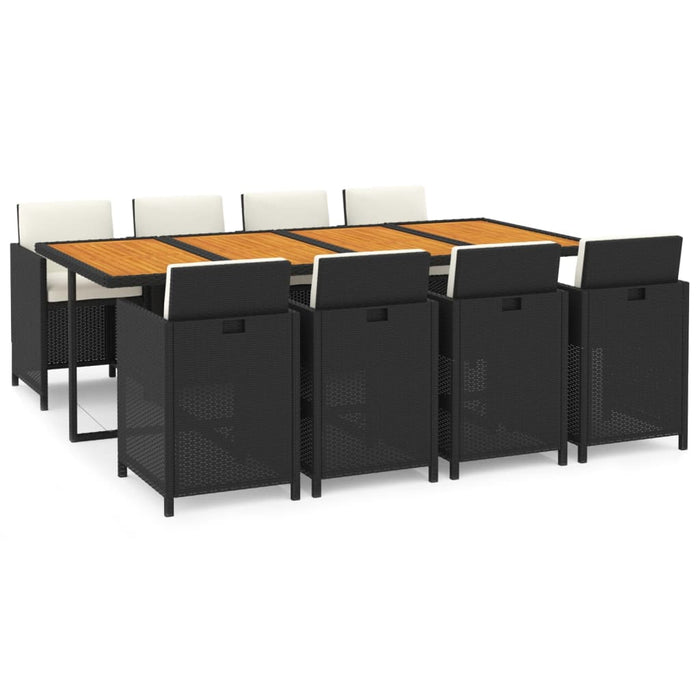 Set mobilier de grădină cu perne, 9 piese, negru, poliratan - WALTI WALTI