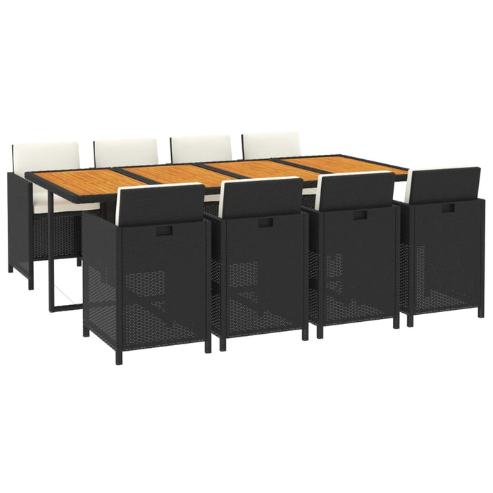 Set mobilier de grădină cu perne, 9 piese, negru, poliratan - WALTI WALTI