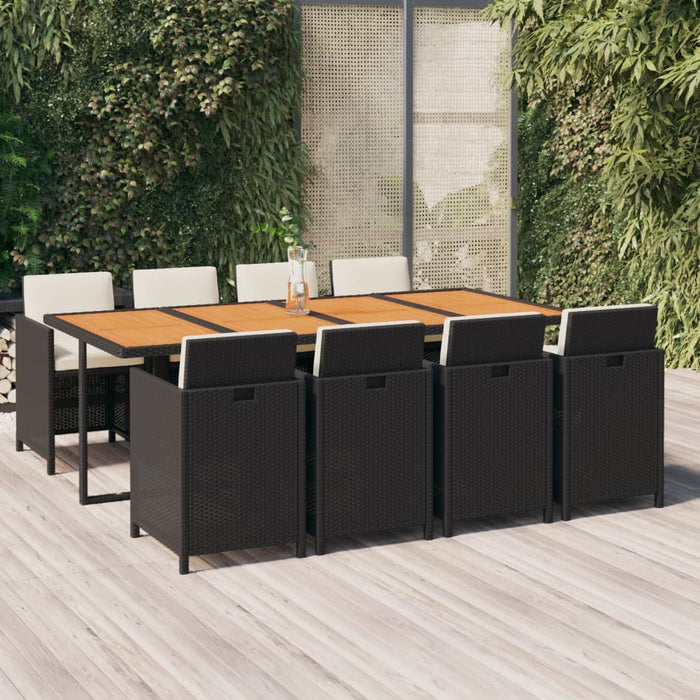 Set mobilier de grădină cu perne, 9 piese, negru, poliratan - WALTI WALTI