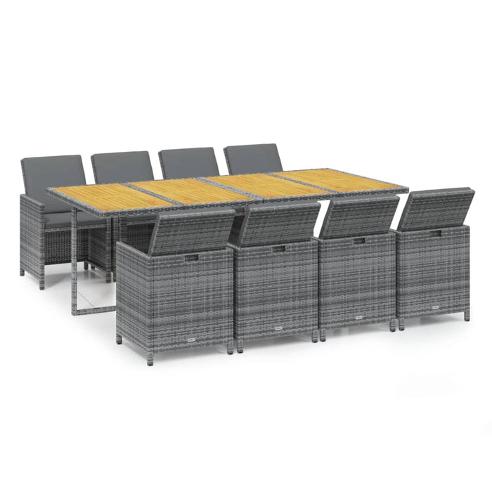 Set mobilier grădină cu perne, 9 piese, gri, poliratan - WALTI WALTI