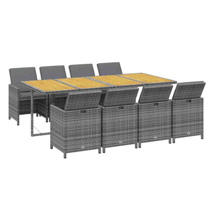 Set mobilier grădină cu perne, 9 piese, gri, poliratan - WALTI WALTI