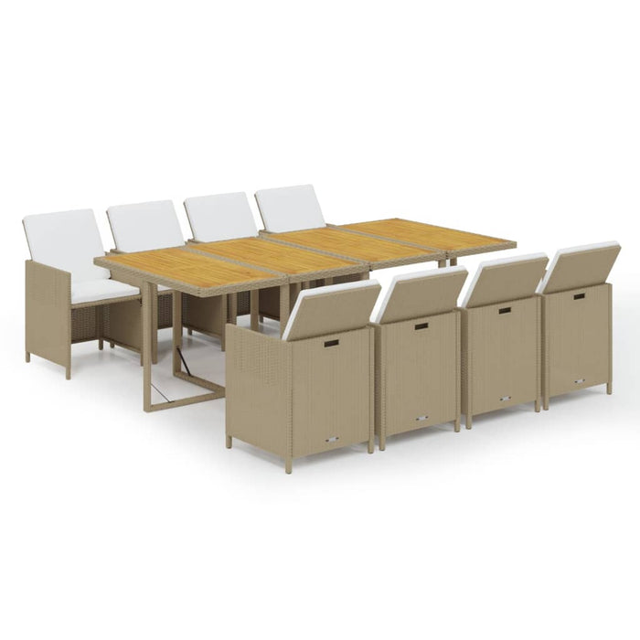 Set mobilier pentru grădină cu perne, 9 piese, bej, poliratan - WALTI WALTI