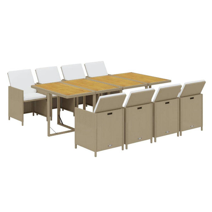 Set mobilier pentru grădină cu perne, 9 piese, bej, poliratan - WALTI WALTI