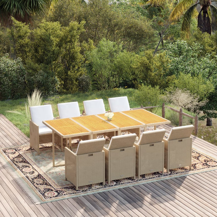 Set mobilier pentru grădină cu perne, 9 piese, bej, poliratan - WALTI WALTI