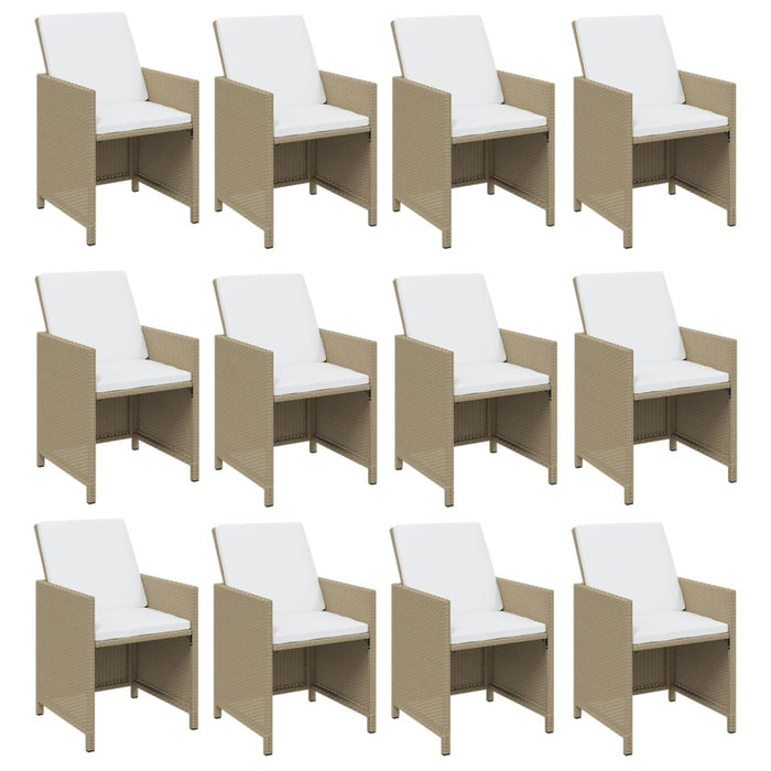 Set mobilier de grădină cu perne, 13 piese, bej, poliratan WALTI