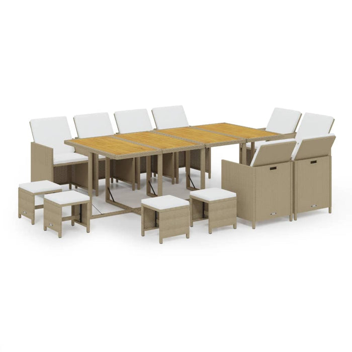 Set mobilier de grădină cu perne, 13 piese, bej, poliratan - WALTI WALTI