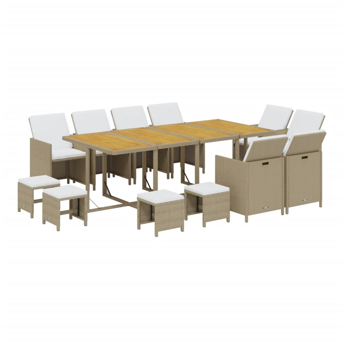 Set mobilier de grădină cu perne, 13 piese, bej, poliratan - WALTI WALTI