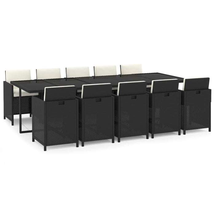 Set mobilier de exterior cu perne, 11 piese, negru, poliratan - WALTI WALTI