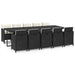 Set mobilier de exterior cu perne, 11 piese, negru, poliratan - WALTI WALTI