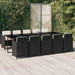 Set mobilier de exterior cu perne, 11 piese, negru, poliratan - WALTI WALTI