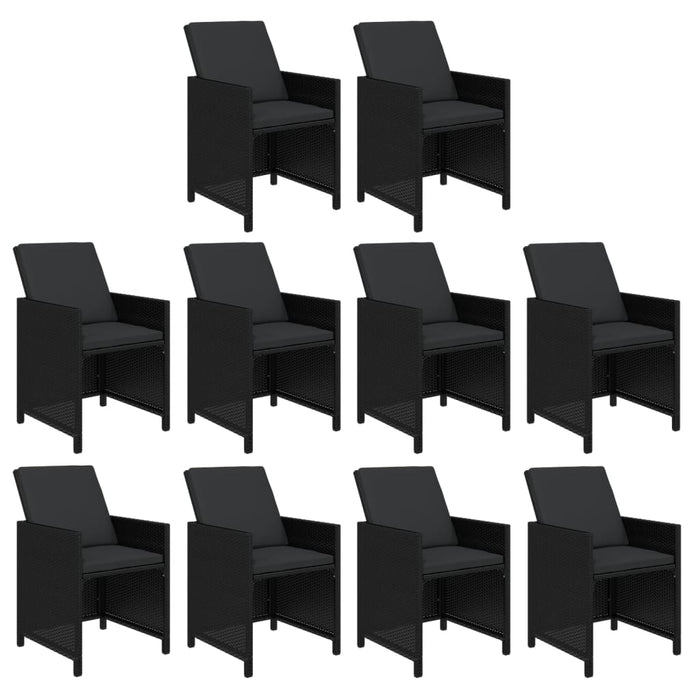 Set mobilier de exterior cu perne, 11 piese, negru, poliratan WALTI