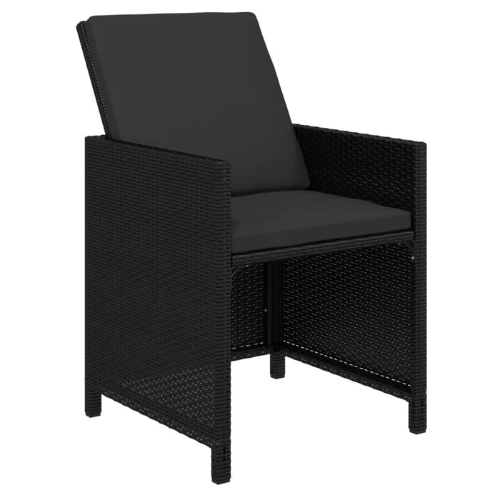 Set mobilier de exterior cu perne, 11 piese, negru, poliratan WALTI