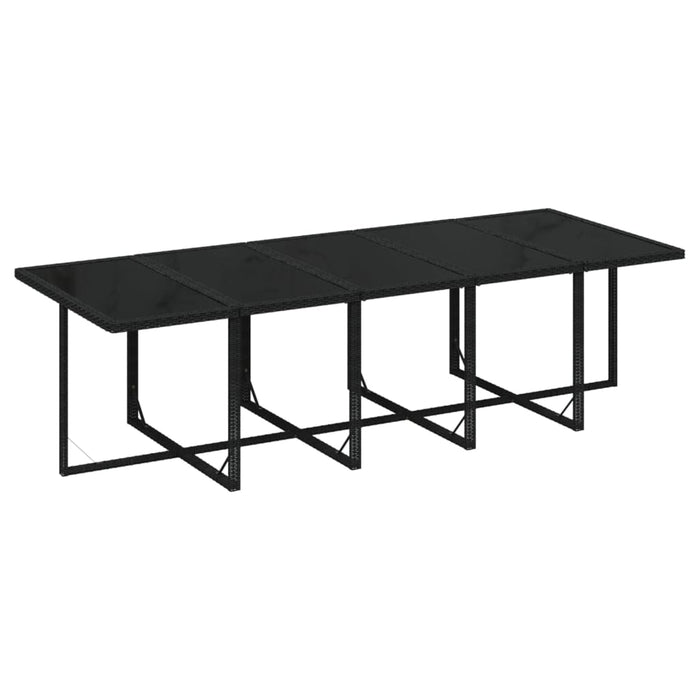 Set mobilier de exterior cu perne, 11 piese, negru, poliratan WALTI