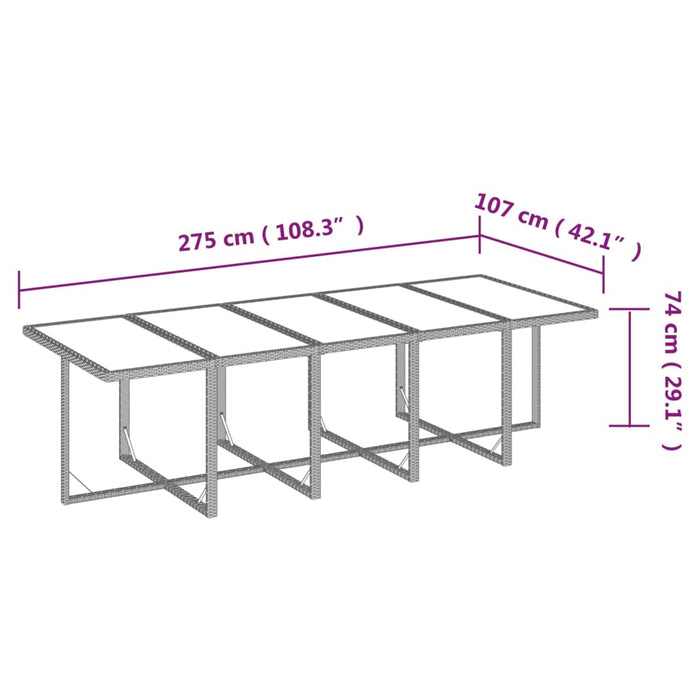 Set mobilier de exterior cu perne, 11 piese, negru, poliratan WALTI