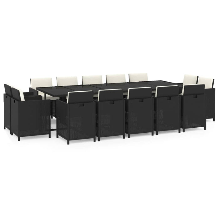 Set mobilier de exterior cu perne, 15 piese, negru, poliratan - WALTI WALTI