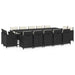 Set mobilier de exterior cu perne, 15 piese, negru, poliratan - WALTI WALTI