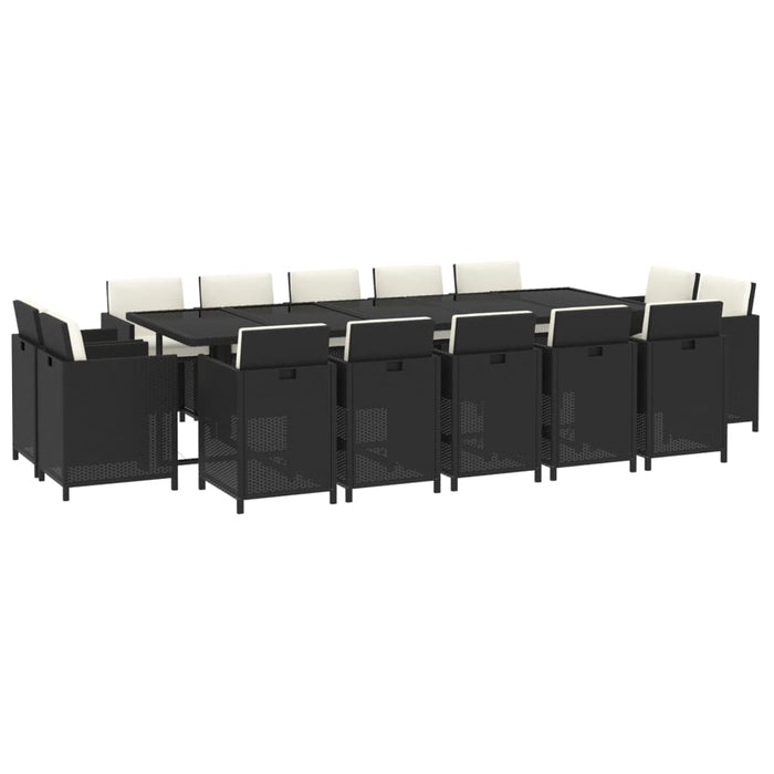 Set mobilier de exterior cu perne, 15 piese, negru, poliratan - WALTI WALTI