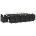 Set mobilier de exterior cu perne, 15 piese, negru, poliratan - WALTI WALTI