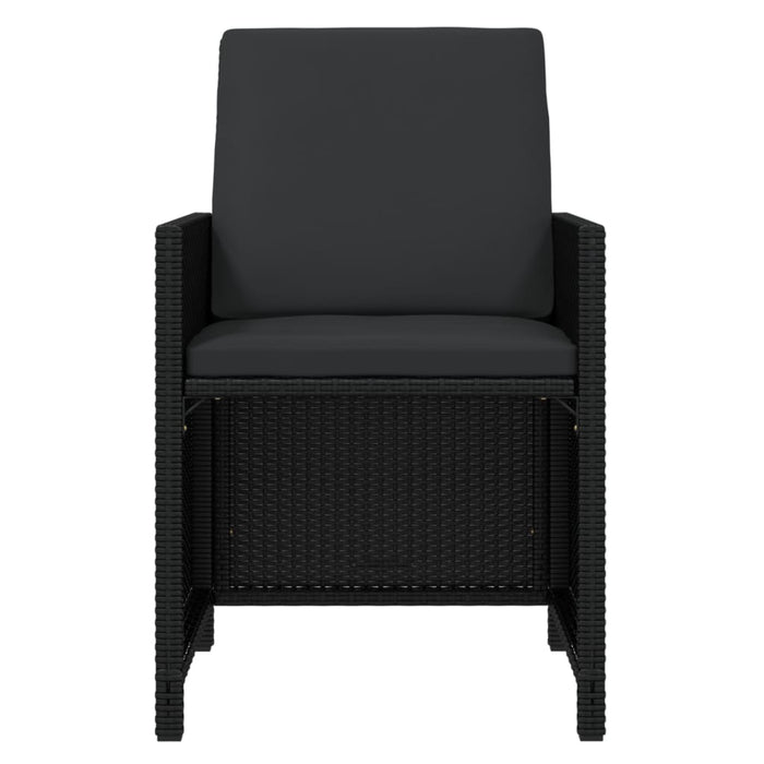 Set mobilier de exterior cu perne, 15 piese, negru, poliratan WALTI