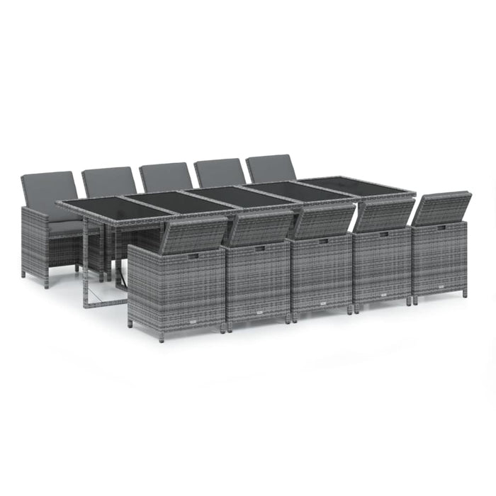 Set mobilier de grădină cu perne, 11 piese, gri, poliratan - WALTI WALTI