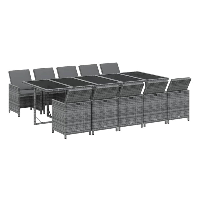 Set mobilier de grădină cu perne, 11 piese, gri, poliratan - WALTI WALTI