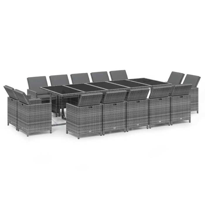 Set mobilier de grădină cu perne, 15 piese, gri, poliratan - WALTI WALTI