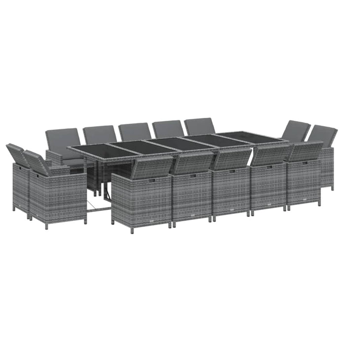 Set mobilier de grădină cu perne, 15 piese, gri, poliratan - WALTI WALTI