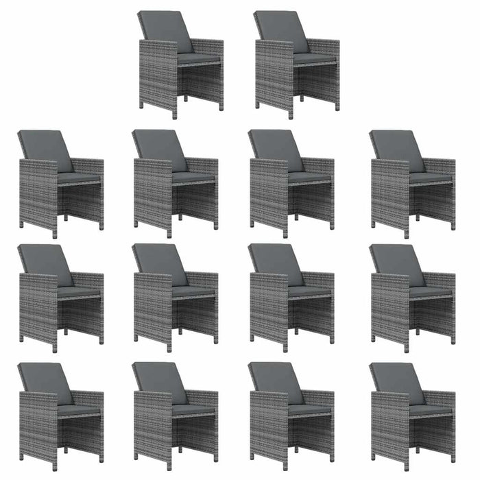 Set mobilier de grădină cu perne, 15 piese, gri, poliratan - WALTI WALTI