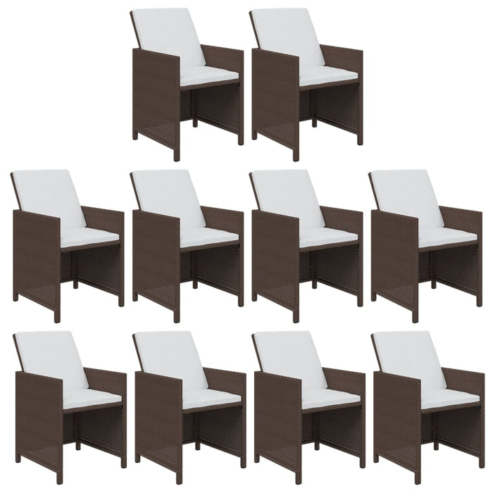 Set mobilier de exterior cu perne, 11 piese, maro, poliratan - WALTI WALTI