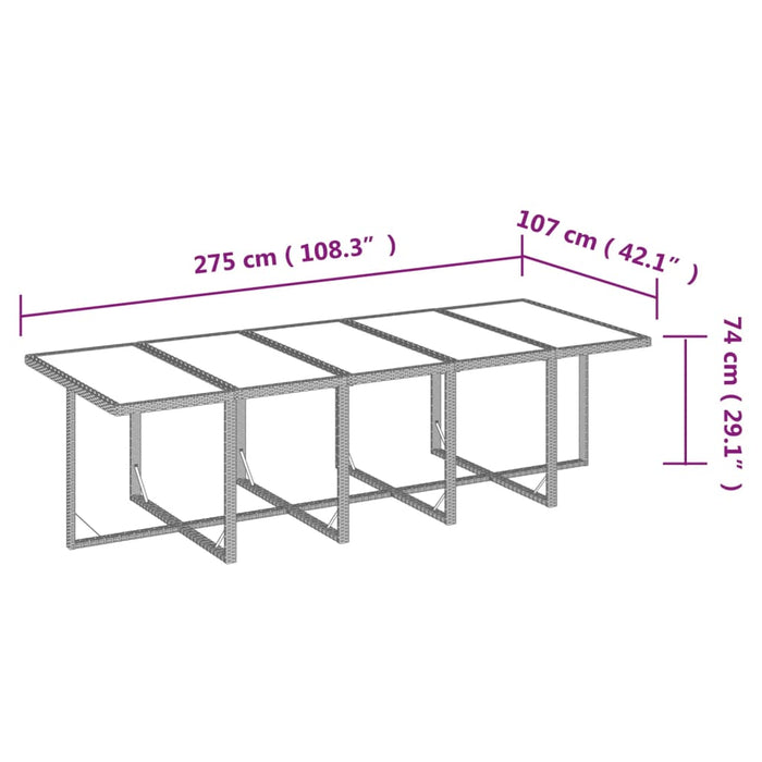Set mobilier de exterior cu perne, 11 piese, maro, poliratan - WALTI WALTI