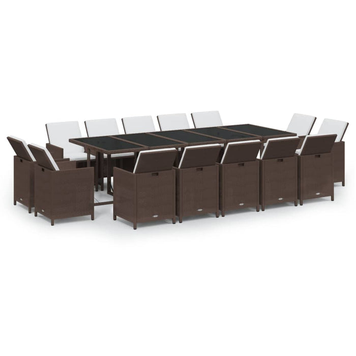 Set mobilier de grădină cu perne, 15 piese, maro, poliratan - WALTI WALTI