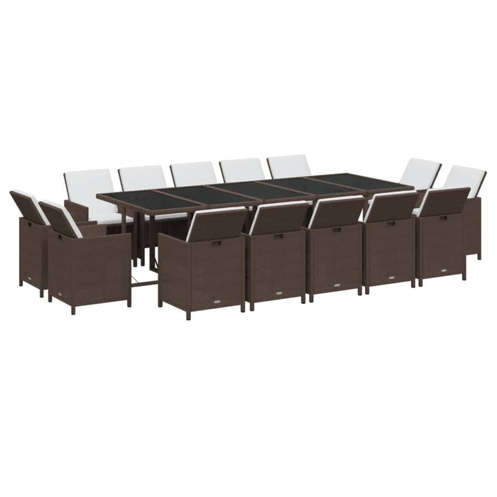 Set mobilier de grădină cu perne, 15 piese, maro, poliratan - WALTI WALTI