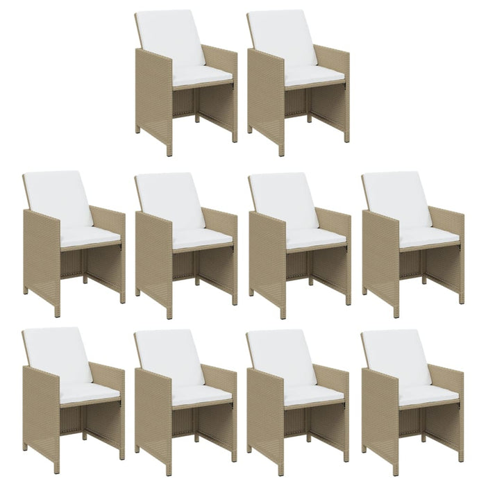 Set mobilier de grădină cu perne, 11 piese, bej, poliratan WALTI