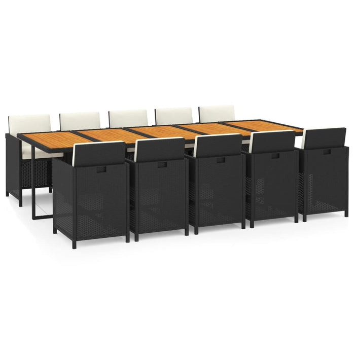 Set mobilier de exterior cu perne, 11 piese, negru, poliratan - WALTI WALTI