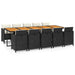 Set mobilier de exterior cu perne, 11 piese, negru, poliratan - WALTI WALTI