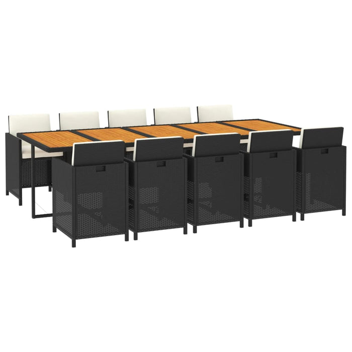Set mobilier de exterior cu perne, 11 piese, negru, poliratan - WALTI WALTI