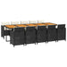 Set mobilier de exterior cu perne, 11 piese, negru, poliratan - WALTI WALTI