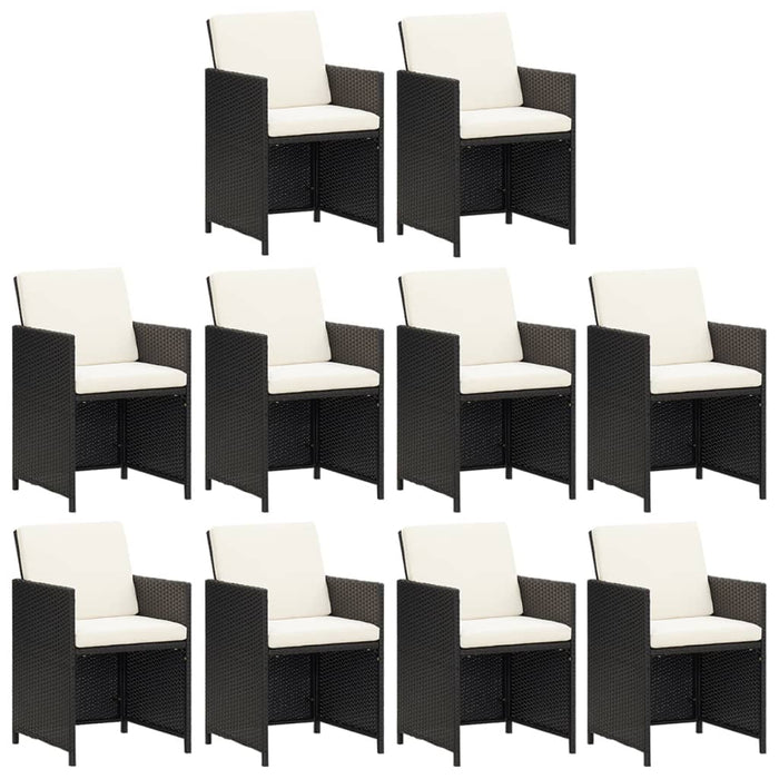 Set mobilier de exterior cu perne, 11 piese, negru, poliratan - WALTI WALTI