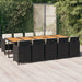 Set mobilier de exterior cu perne, 11 piese, negru, poliratan - WALTI WALTI