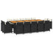 Set mobilier de exterior cu perne, 15 piese, negru, poliratan - WALTI WALTI