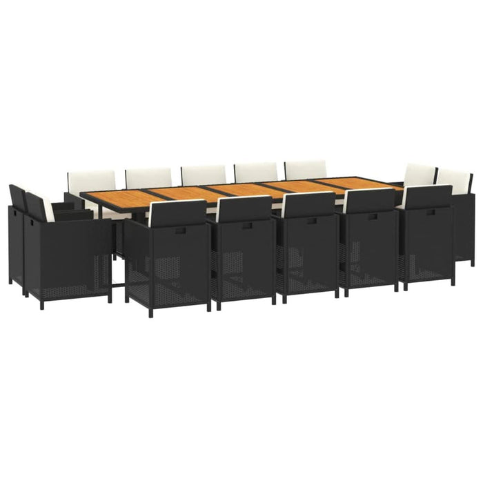 Set mobilier de exterior cu perne, 15 piese, negru, poliratan - WALTI WALTI